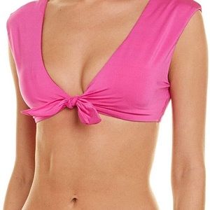 NWT - Trina Turk pink cap sleeve tie bikini top 8
